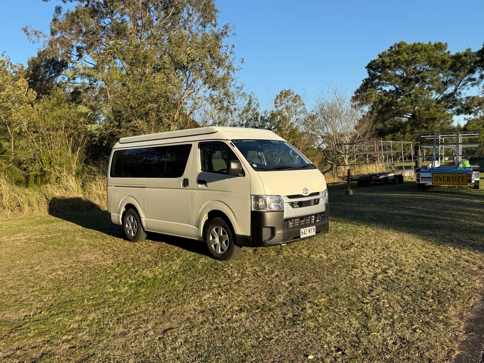 Pop top roof raised on H200 LWB Hiace